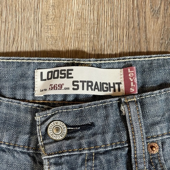 Levis Men's 569 Loose Straight Denim ‎ Cutoff Shorts Size 33 Jorts Dark Wash - Picture 3 of 15